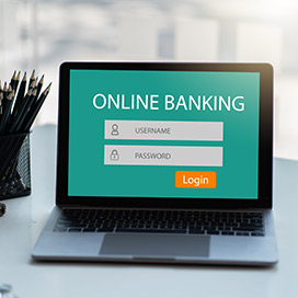 monitor mit einem screen zum online banking